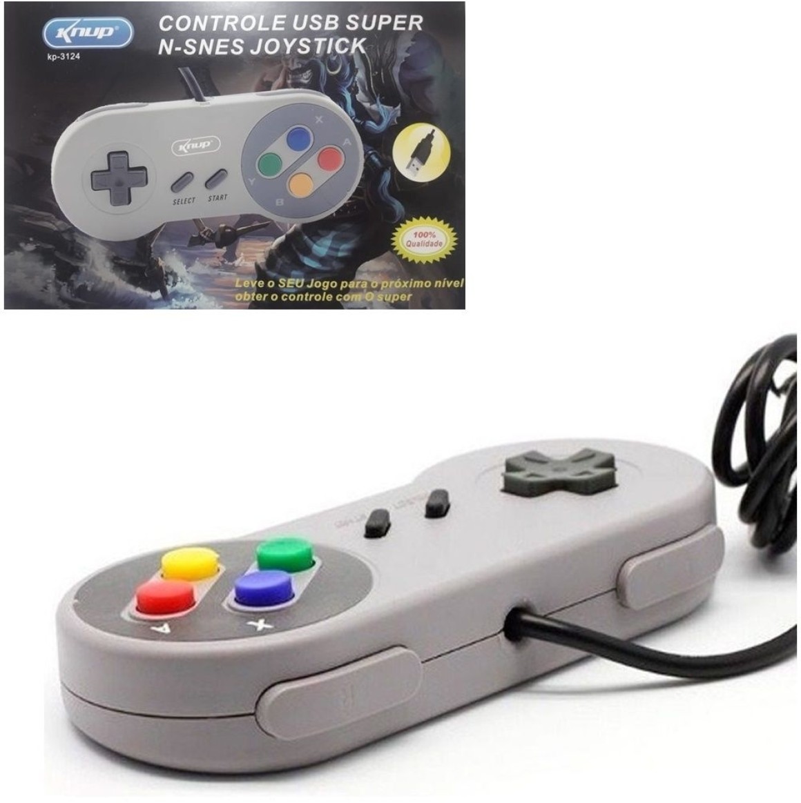 Controle Joystick USB Super Nintendo SNES P/ PC Win Emulador - Knup -  Controle para PC - Magazine Luiza